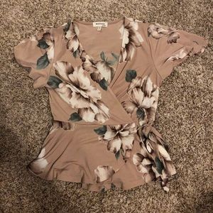 Blush colored floral blouse